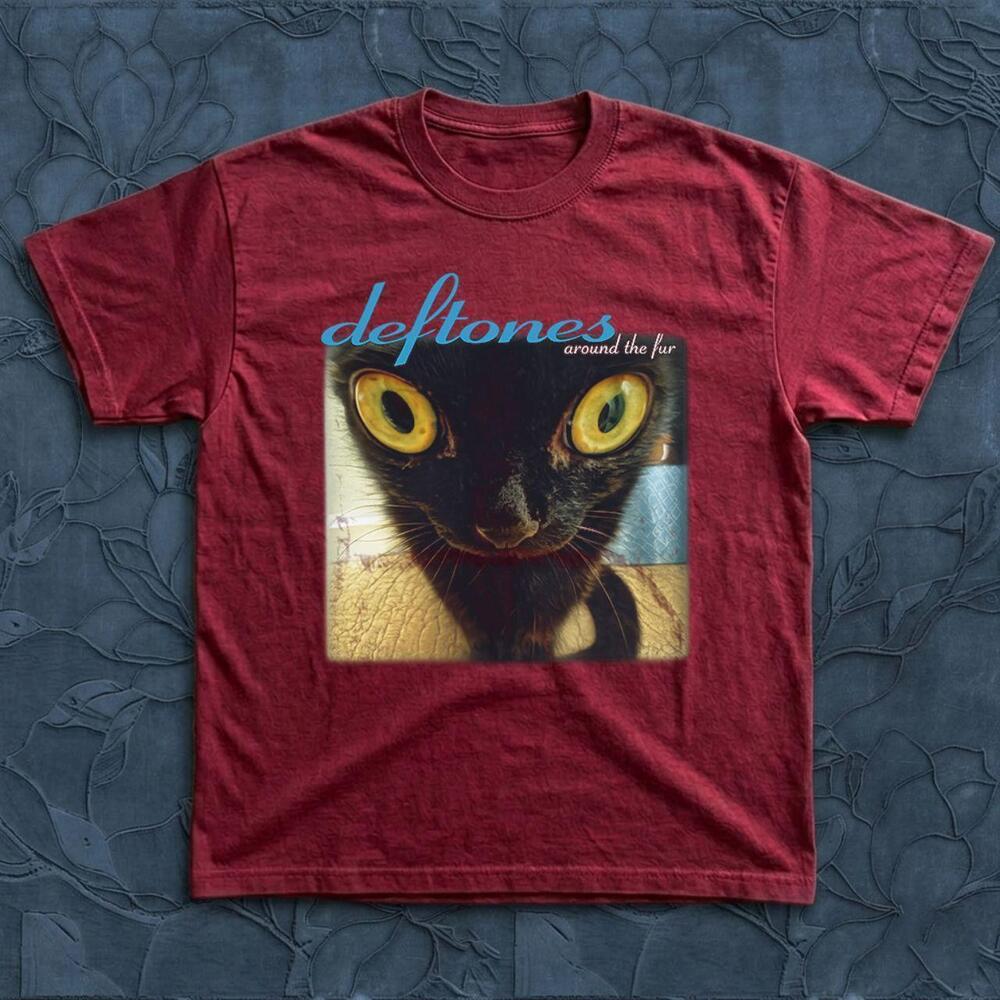 Deftones Around The Fur Cat Graphic Maroon T Shirt